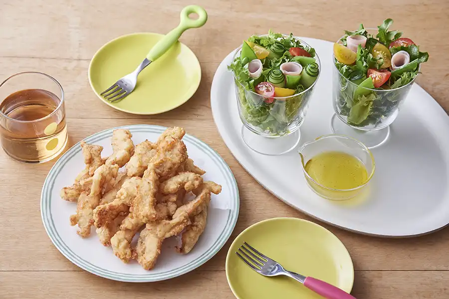 スティックチキンカツ＆グラスブーケサラダ