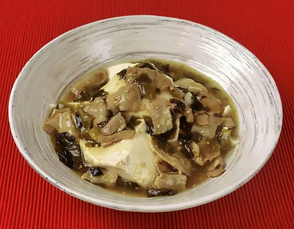豚バラと高菜のあんかけ豆腐