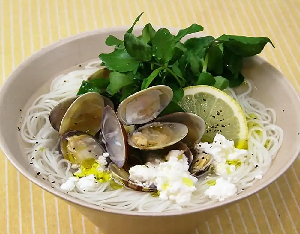 あさりとクレソンのにゅうめん
