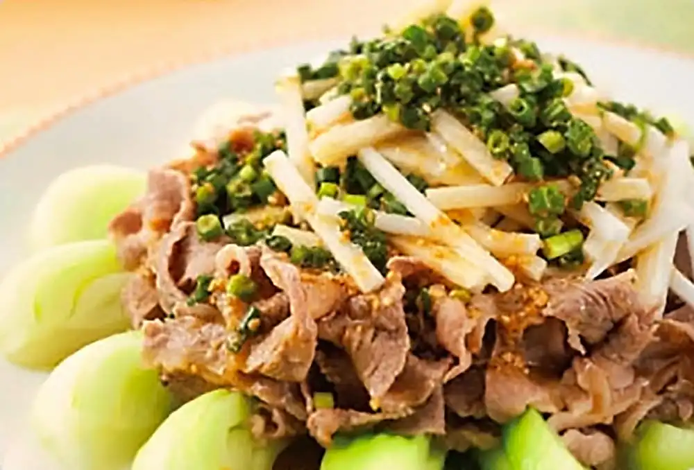 牛肉と長いものごまねぎ冷しゃぶ