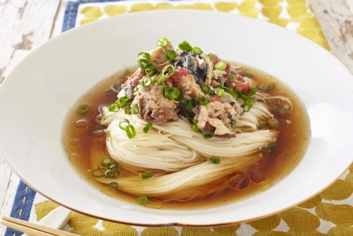 さば缶梅ごまそうめん
