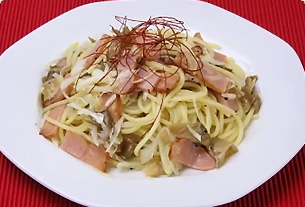 チャーシューとザーサイの和えパスタ