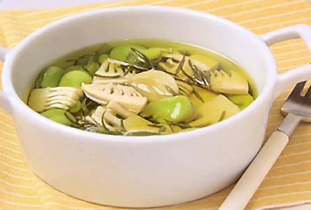 そら豆とたけのこのコンフィ