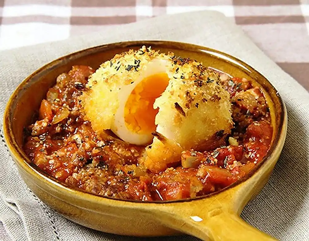 エッグフライのミートソース焼き