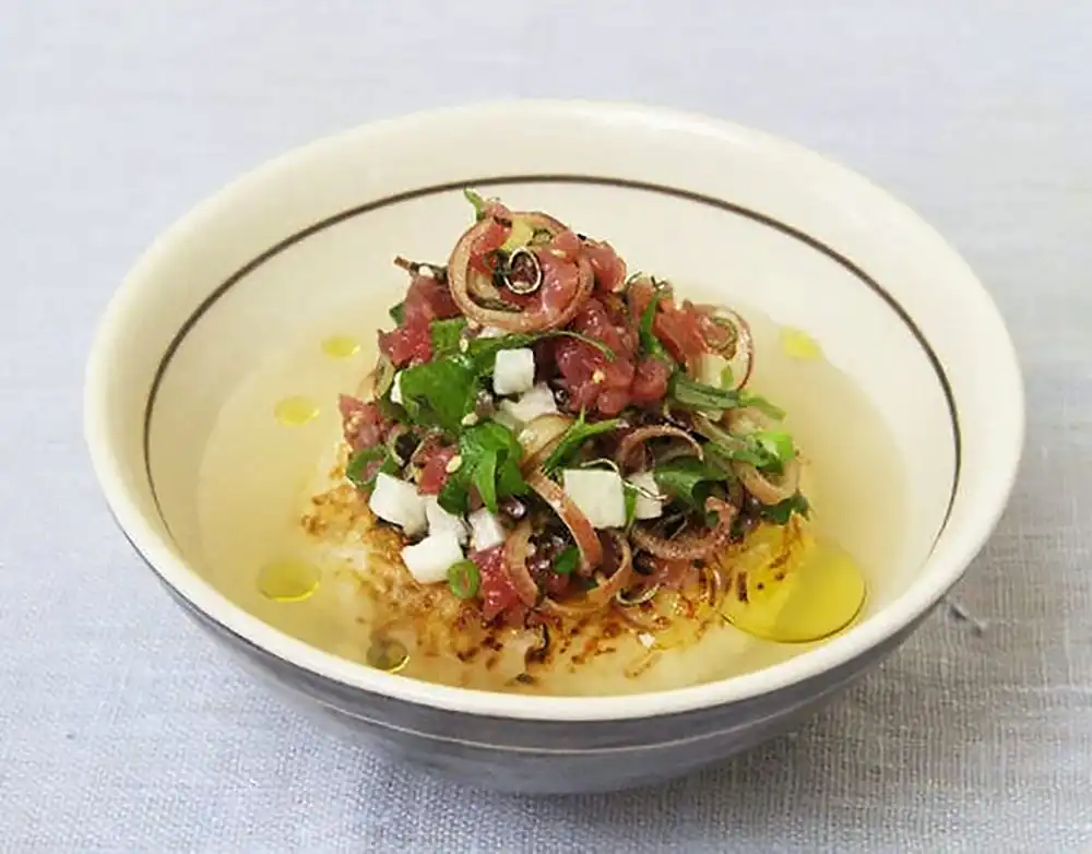 かつおと香味野菜のなめろう冷やし孫茶