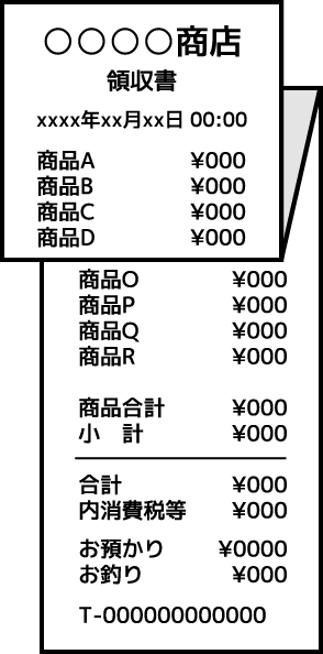 長いレシートの場合